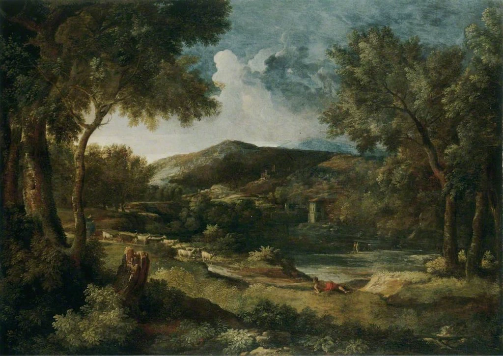 Gaspard Dughet - 243, Un paesaggio fluviale italiano con pastore e gregge, National Trust for Places of Historic Interest or Natural Beauty